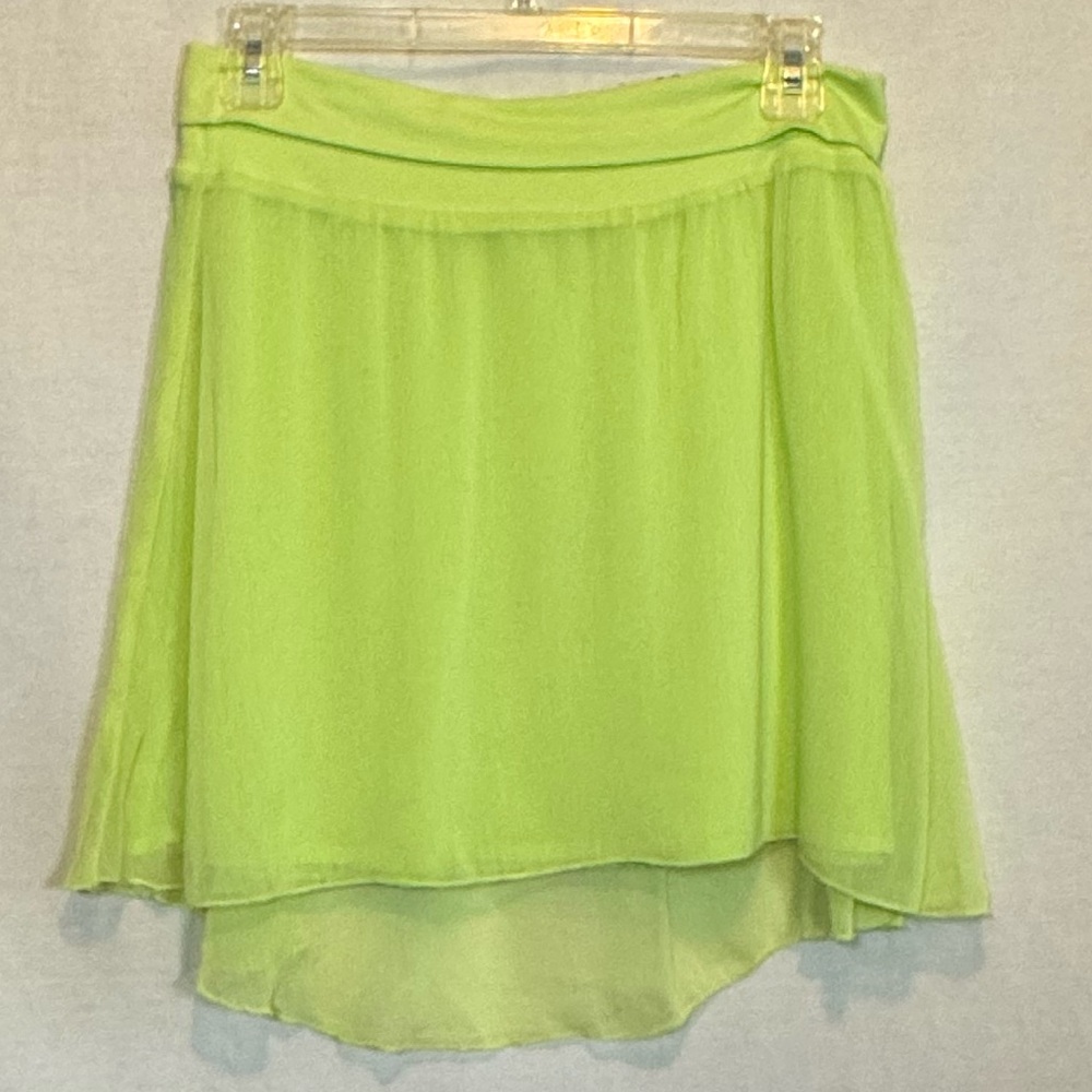 G-46 Aeropostale NWT Green Fold Down Waist Lined Hi Lo Skater Skirt Size M
